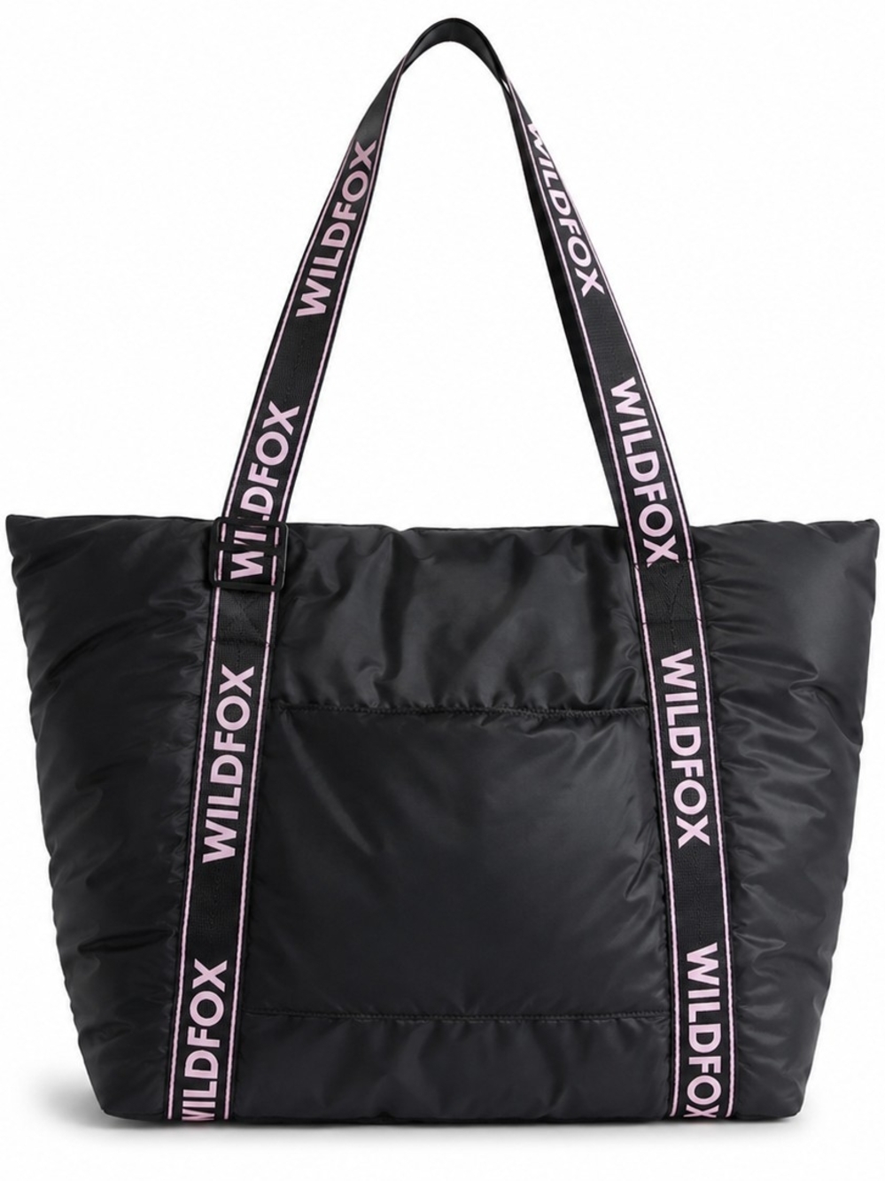 Wildfox Black Quilted Tote with Pink Logo Straps